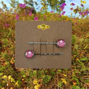 NEW Pink Floral Design Bobby-pin Set